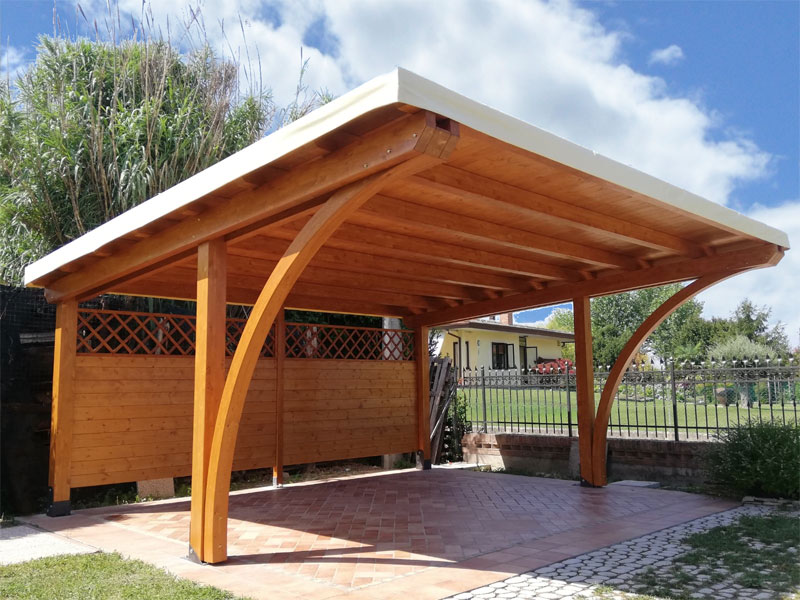 Gazebo ad una falda, copertura con bamboo o grigliati e